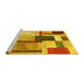 Sideview of Machine Washable Patchwork Yellow Transitional Rug, wshcon1891yw