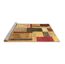 Sideview of Machine Washable Patchwork Brown Transitional Rug, wshcon1891brn