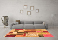 Machine Washable Patchwork Orange Transitional Rug, wshcon1891org