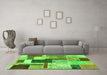 Machine Washable Patchwork Green Transitional Area Rugs in a Living Room,, wshcon1891grn