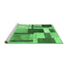 Sideview of Machine Washable Patchwork Emerald Green Transitional Area Rugs, wshcon1891emgrn