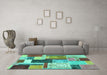 Machine Washable Patchwork Turquoise Transitional Area Rugs in a Living Room,, wshcon1891turq