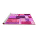 Sideview of Machine Washable Patchwork Pink Transitional Rug, wshcon1891pnk