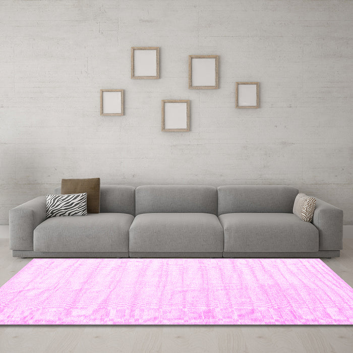 Machine Washable Solid Pink Modern Rug in a Living Room, wshcon1892pnk