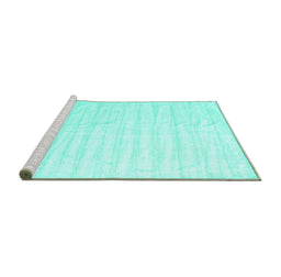Sideview of Machine Washable Solid Turquoise Modern Area Rugs, wshcon1892turq