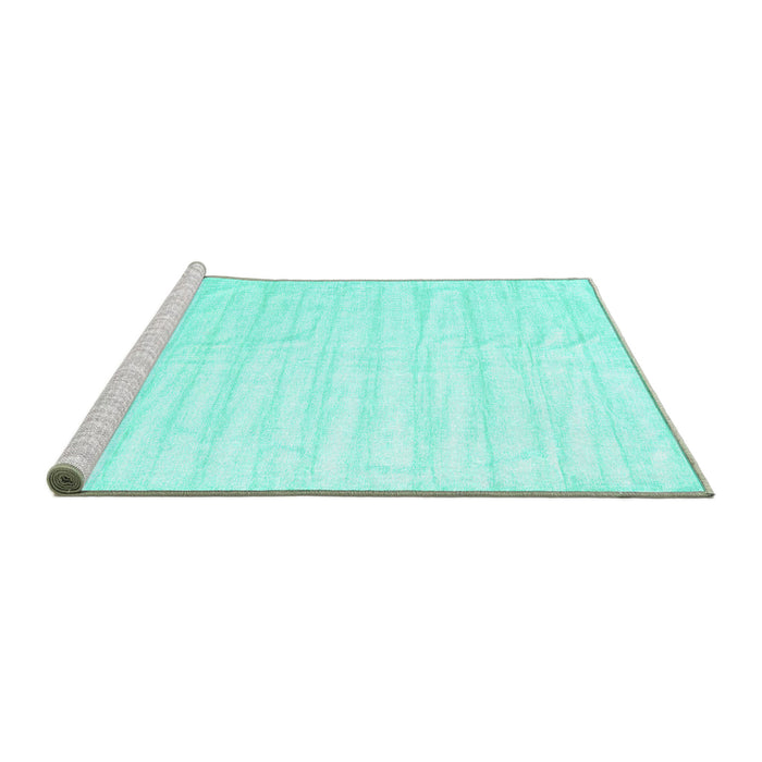 Sideview of Machine Washable Solid Turquoise Modern Area Rugs, wshcon1892turq