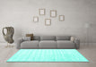 Machine Washable Solid Turquoise Modern Area Rugs in a Living Room,, wshcon1892turq