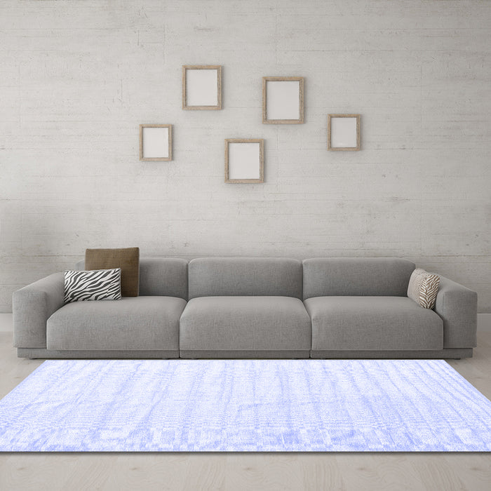 Machine Washable Solid Blue Modern Rug in a Living Room, wshcon1892blu