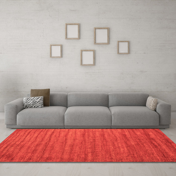Machine Washable Abstract Orange Contemporary Area Rugs in a Living Room, wshcon1893org