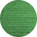 Round Machine Washable Abstract Emerald Green Contemporary Area Rugs, wshcon1893emgrn