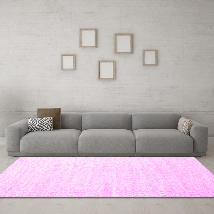 Machine Washable Solid Pink Modern Rug in a Living Room, wshcon1894pnk