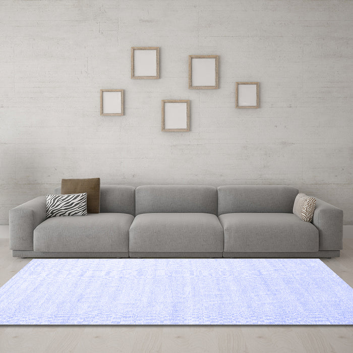Machine Washable Solid Blue Modern Rug in a Living Room, wshcon1894blu