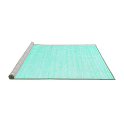 Sideview of Machine Washable Solid Turquoise Modern Area Rugs, wshcon1894turq