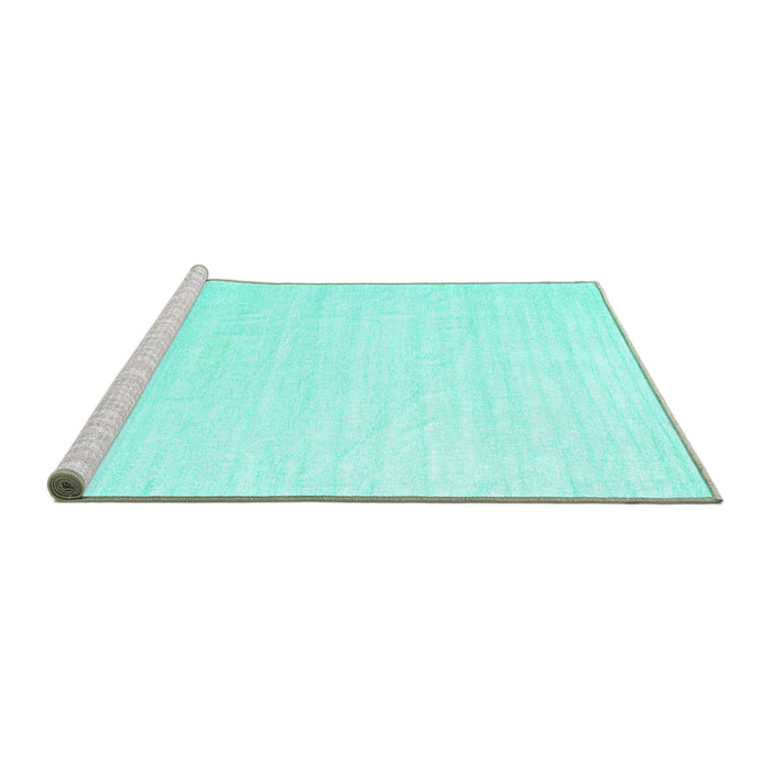 Sideview of Machine Washable Solid Turquoise Modern Area Rugs, wshcon1894turq