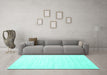 Machine Washable Solid Turquoise Modern Area Rugs in a Living Room,, wshcon1894turq