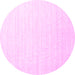 Round Machine Washable Solid Pink Modern Rug, wshcon1894pnk