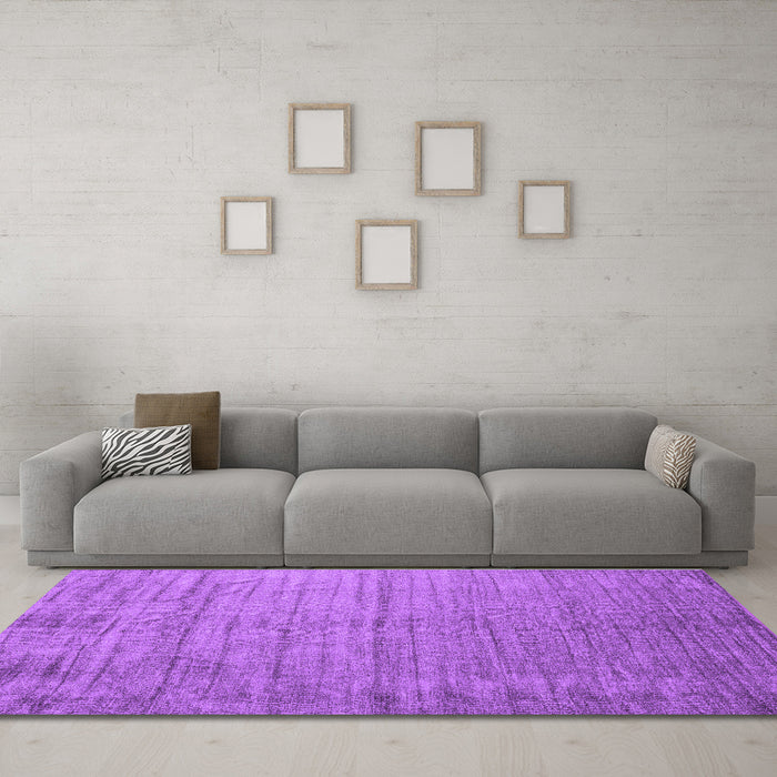 Machine Washable Abstract Purple Contemporary Area Rugs in a Living Room, wshcon1895pur