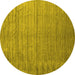 Round Abstract Yellow Contemporary Rug, con1895yw