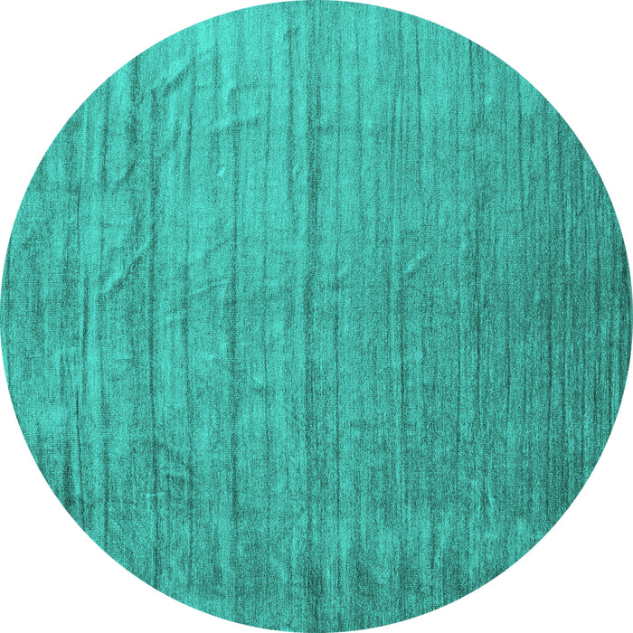 Round Abstract Turquoise Contemporary Rug, con1895turq