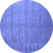 Round Abstract Blue Contemporary Rug, con1895blu