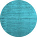 Round Abstract Light Blue Contemporary Rug, con1895lblu