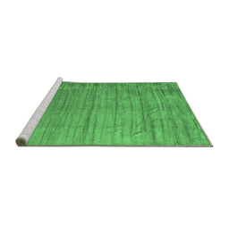 Sideview of Machine Washable Abstract Emerald Green Contemporary Area Rugs, wshcon1895emgrn
