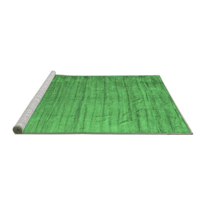 Sideview of Machine Washable Abstract Emerald Green Contemporary Area Rugs, wshcon1895emgrn