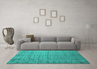 Machine Washable Abstract Turquoise Contemporary Rug, wshcon1895turq