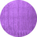 Round Abstract Purple Contemporary Rug, con1895pur