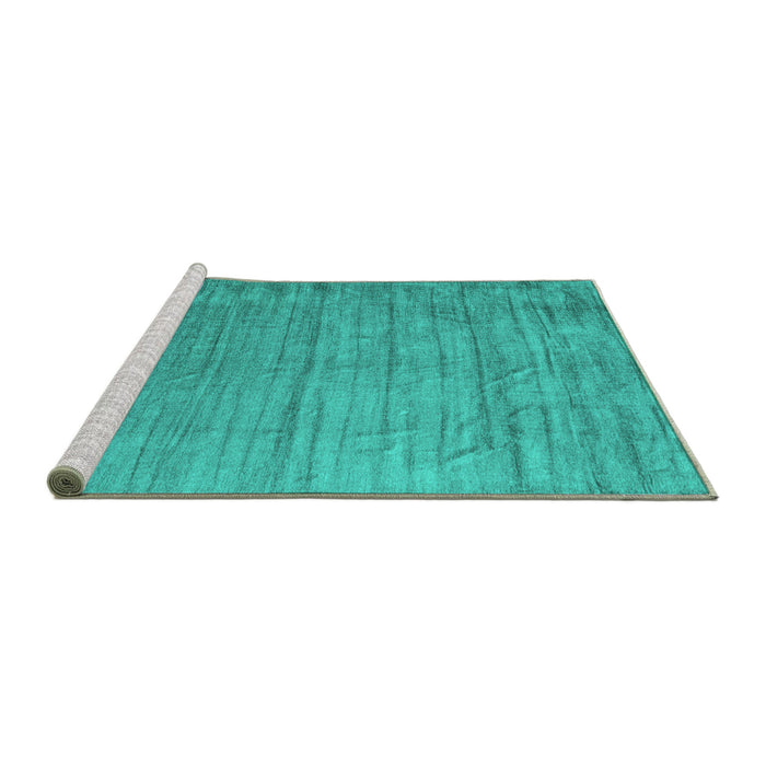 Sideview of Machine Washable Abstract Turquoise Contemporary Area Rugs, wshcon1895turq