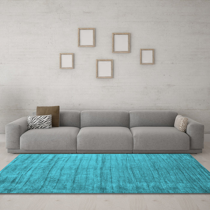 Machine Washable Abstract Light Blue Contemporary Rug in a Living Room, wshcon1895lblu