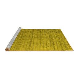 Sideview of Machine Washable Abstract Yellow Contemporary Rug, wshcon1895yw