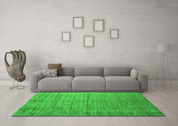 Machine Washable Abstract Green Contemporary Rug, wshcon1895grn