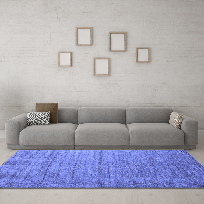 Machine Washable Abstract Blue Contemporary Rug in a Living Room, wshcon1895blu