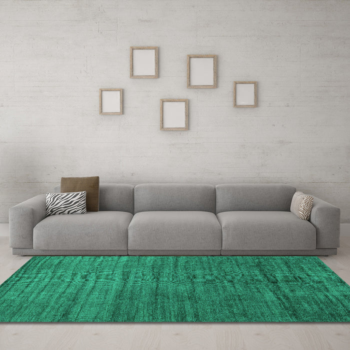 Machine Washable Abstract Turquoise Contemporary Area Rugs in a Living Room,, wshcon1896turq