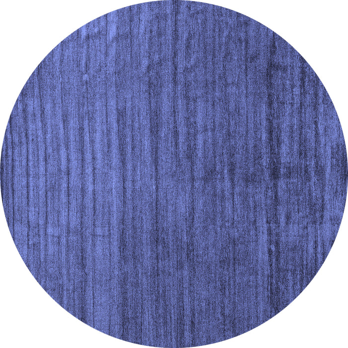 Round Abstract Blue Contemporary Rug, con1896blu
