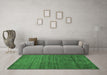 Machine Washable Abstract Emerald Green Contemporary Area Rugs in a Living Room,, wshcon1896emgrn