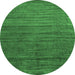 Round Machine Washable Abstract Emerald Green Contemporary Area Rugs, wshcon1896emgrn