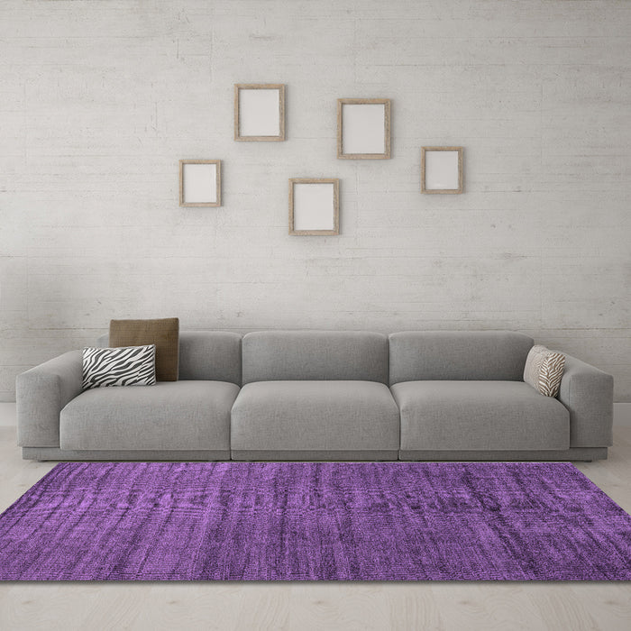 Machine Washable Abstract Purple Contemporary Area Rugs in a Living Room, wshcon1896pur