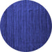 Round Abstract Blue Contemporary Rug, con1897blu