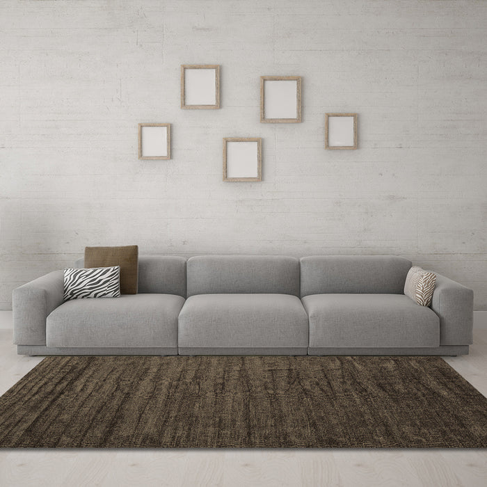 Machine Washable Abstract Brown Contemporary Rug in a Living Room,, wshcon1897brn