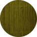 Round Abstract Yellow Contemporary Rug, con1897yw