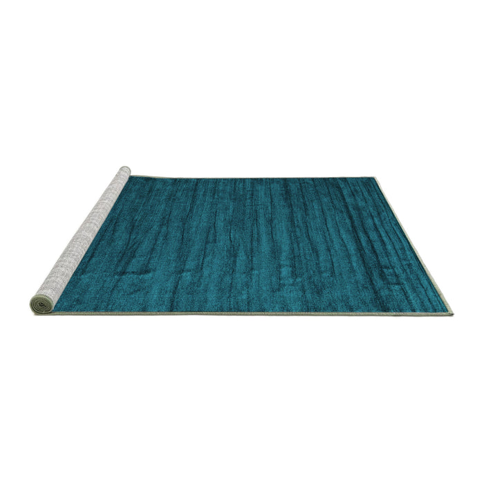 Sideview of Machine Washable Abstract Turquoise Contemporary Area Rugs, wshcon1897turq