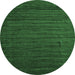 Round Machine Washable Abstract Emerald Green Contemporary Area Rugs, wshcon1897emgrn