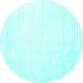 Round Machine Washable Solid Turquoise Modern Area Rugs, wshcon1898turq