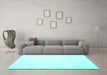 Machine Washable Solid Turquoise Modern Area Rugs in a Living Room,, wshcon1898turq