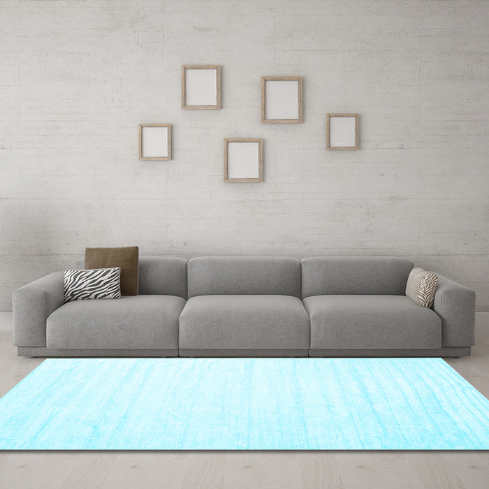 Machine Washable Solid Light Blue Modern Rug in a Living Room, wshcon1898lblu