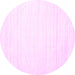 Round Machine Washable Solid Pink Modern Rug, wshcon1898pnk