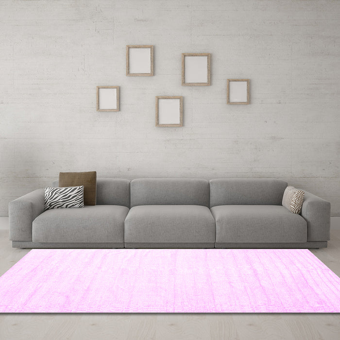 Machine Washable Solid Pink Modern Rug in a Living Room, wshcon1898pnk