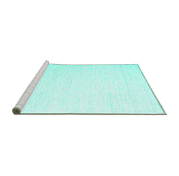 Sideview of Machine Washable Solid Turquoise Modern Area Rugs, wshcon1899turq